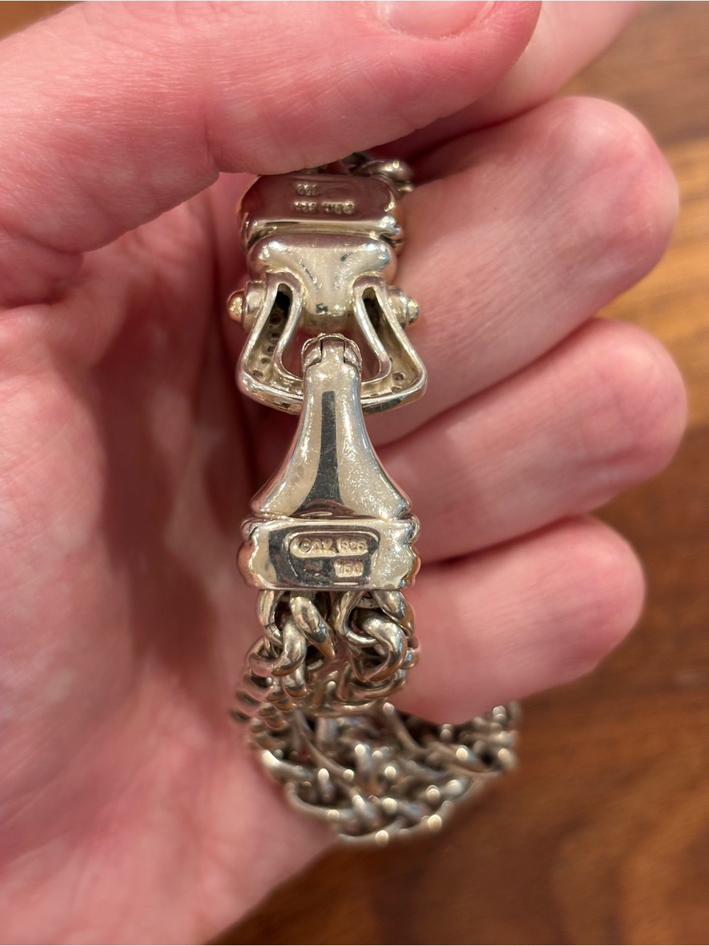 David Yurman 18K Diamond Buckle Double Wheat Chain Bracelet - 8 inches long - Picture 4 of 5